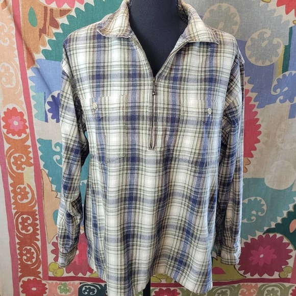 Columbia Tops - Womens Columbia 1/4 Zip Pullover Cotton Medium Plaid